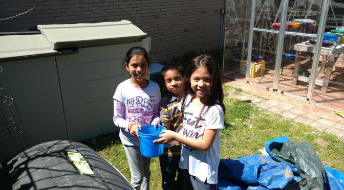 White Plains Church St Elementary School Students Compost Healthy Snack Waste