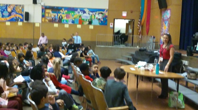 White Plains MAS students learn about  what happens to their recyclables